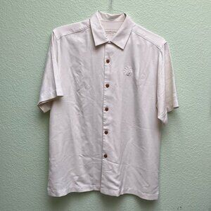 Men's Tommy Bahama Original Fit Cream/White silk shirt size S